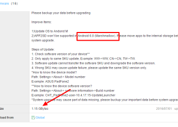 ZenFone Zoom ZX551ML Marshmallow ota update
