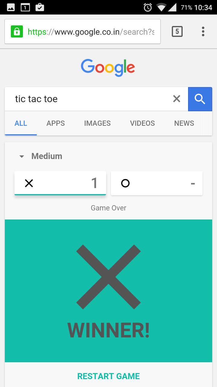 Google tic tac toe