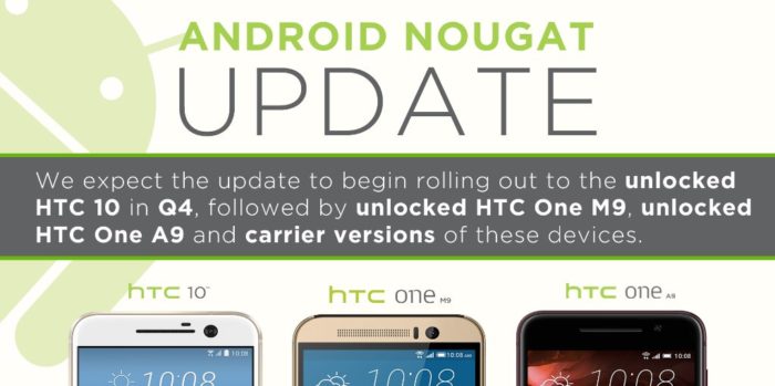 HTC 10 One A9 M9 Nougat