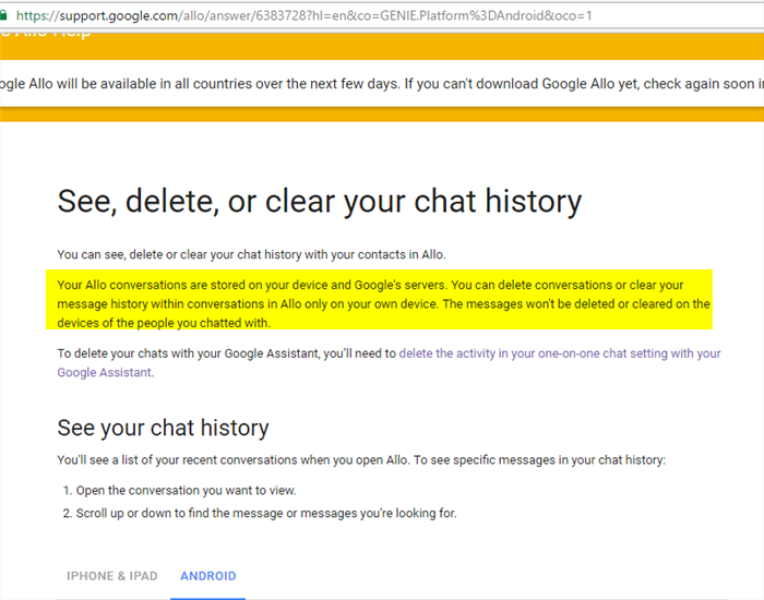 Google allo privacy issues