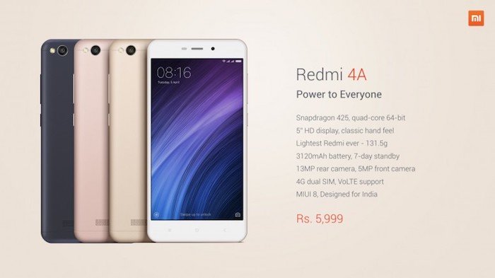 Redmi 4A Specs pricing
