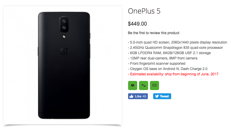 OnePlus 5 Specs Price