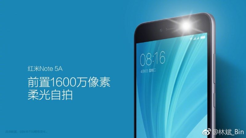 Redmi Note 5A front camera
