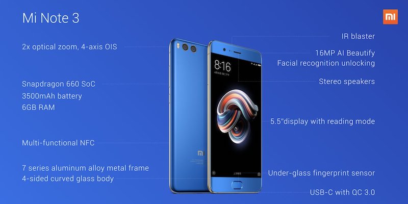 Xiaomi Mi Note 3 Specs