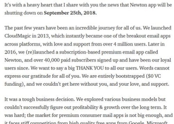 Newton Mail shuts down
