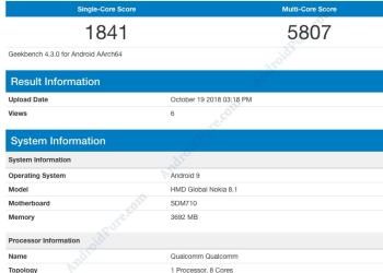 Nokia 8.1 Geekbench
