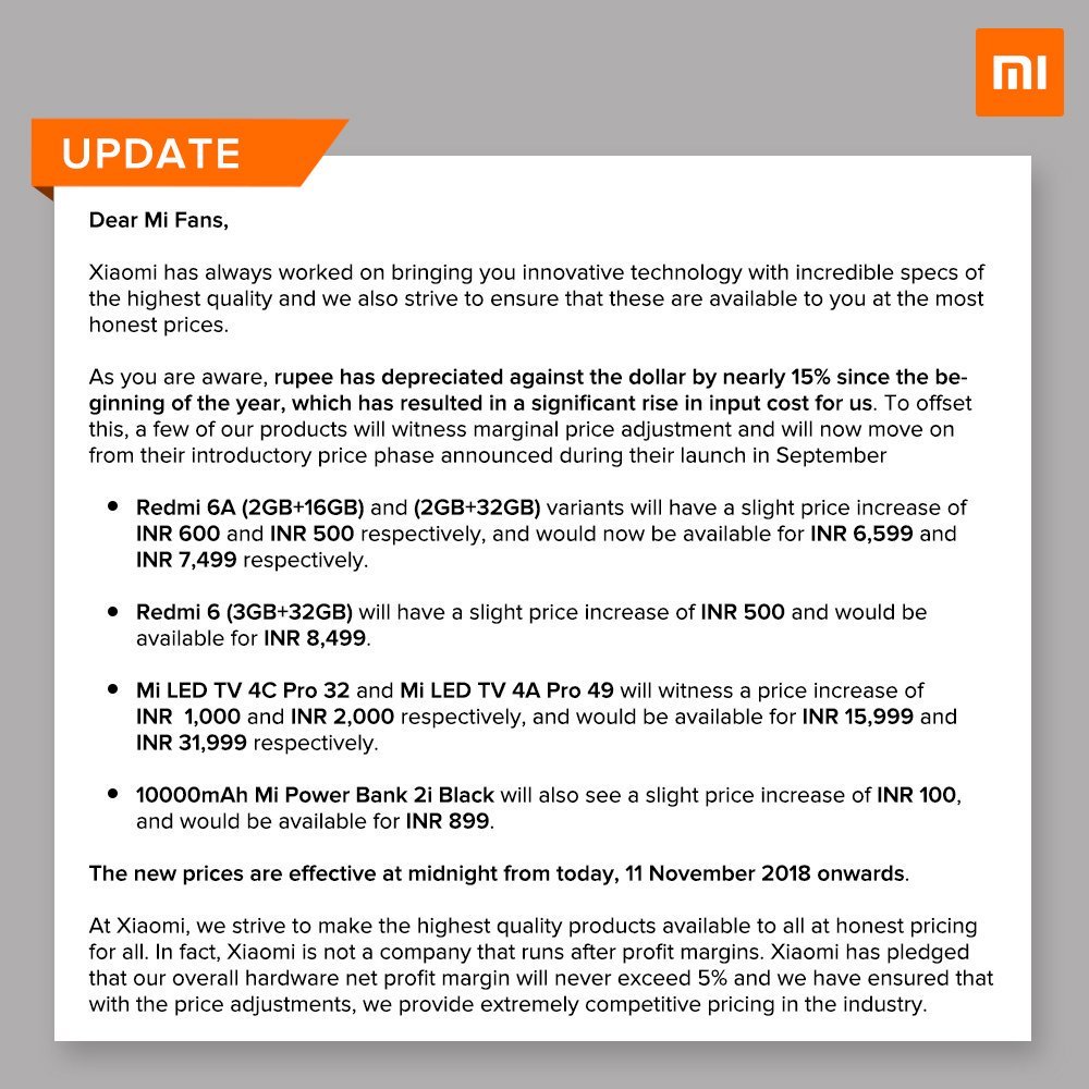 Redmi 6 price hiked in India