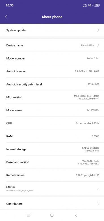Redmi 6 Pro MIUI 10 Update