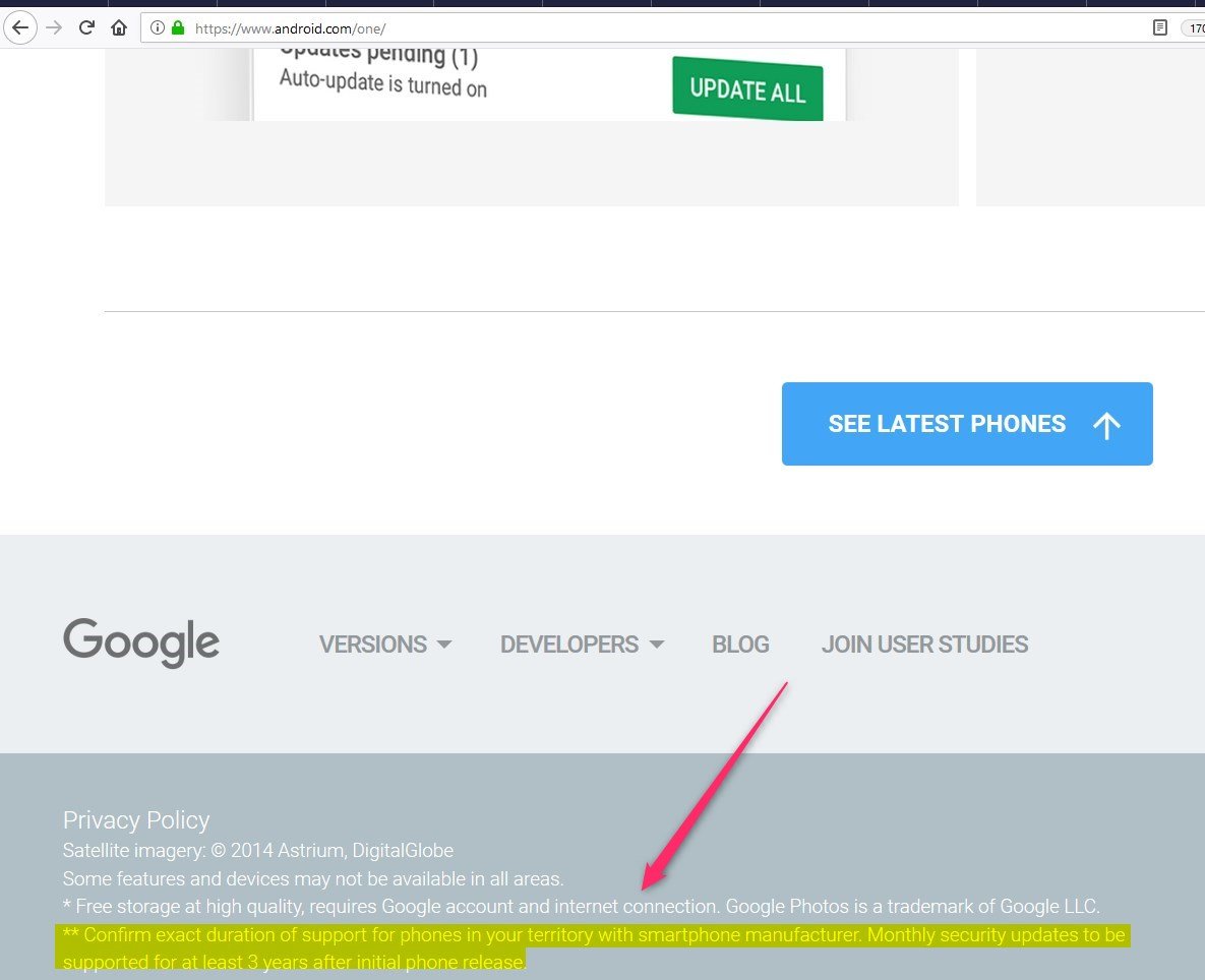 Android One OS update support