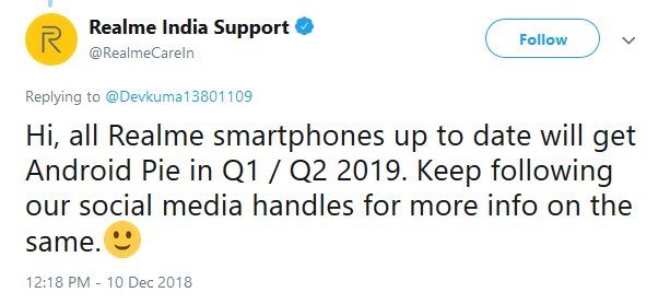Realme Android Pie Update