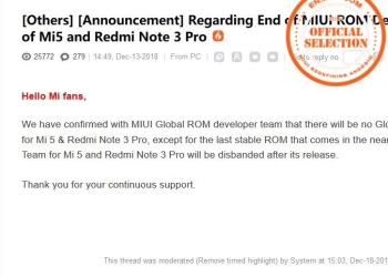 Redmi Note 3 will not be updated anymore