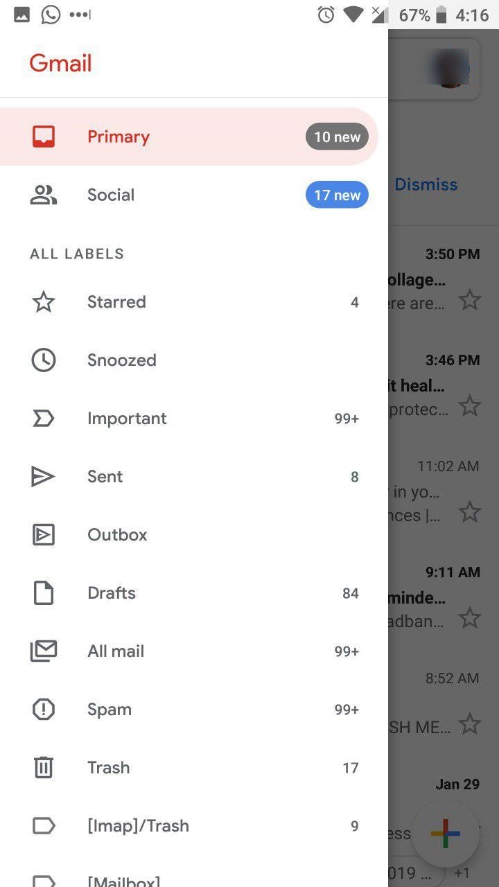 new Gmail Android app theme white
