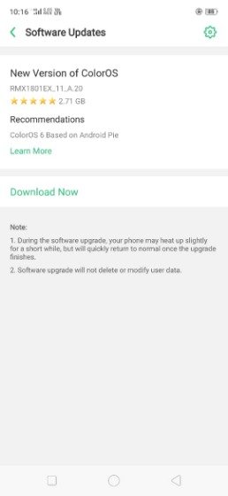 Android Pie Update for Realme 2 Pro