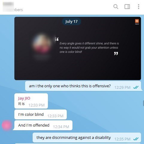 Xiaomi offends colour blind users