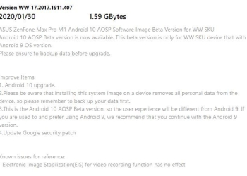 Android 10 Update for Zenfone Max Pro M1 released in India