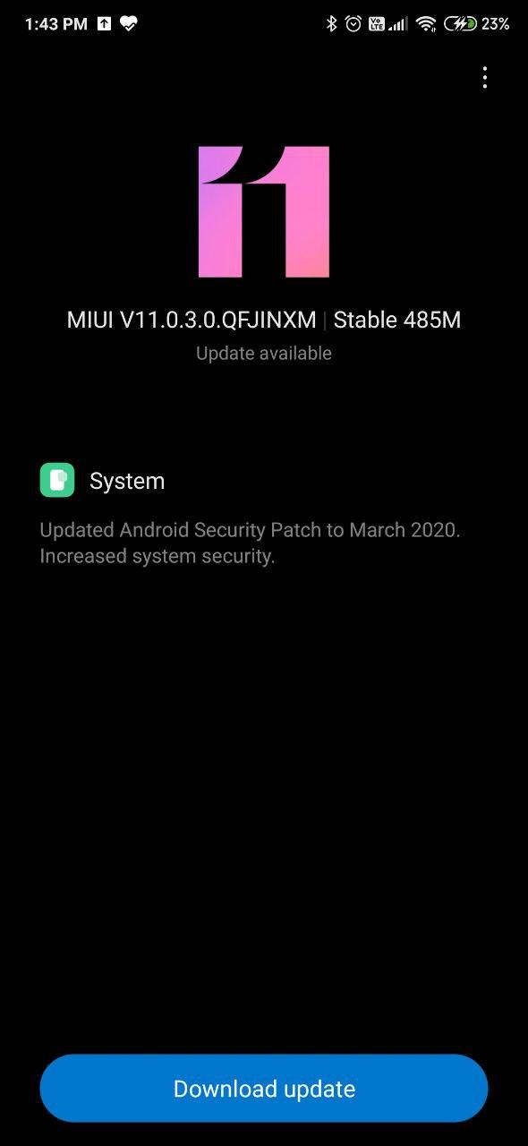 Miui 11.0.3.0 Update For Redmi K20 Brings March Security Patch