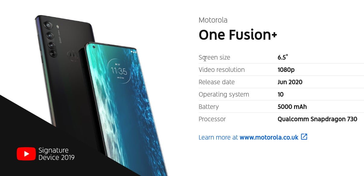 Motorola one fusion plus youtube