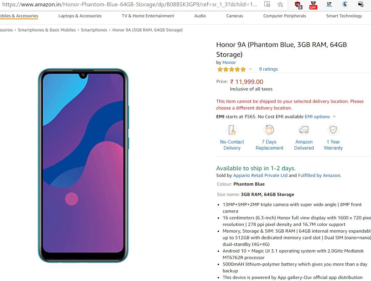 Honor 9A