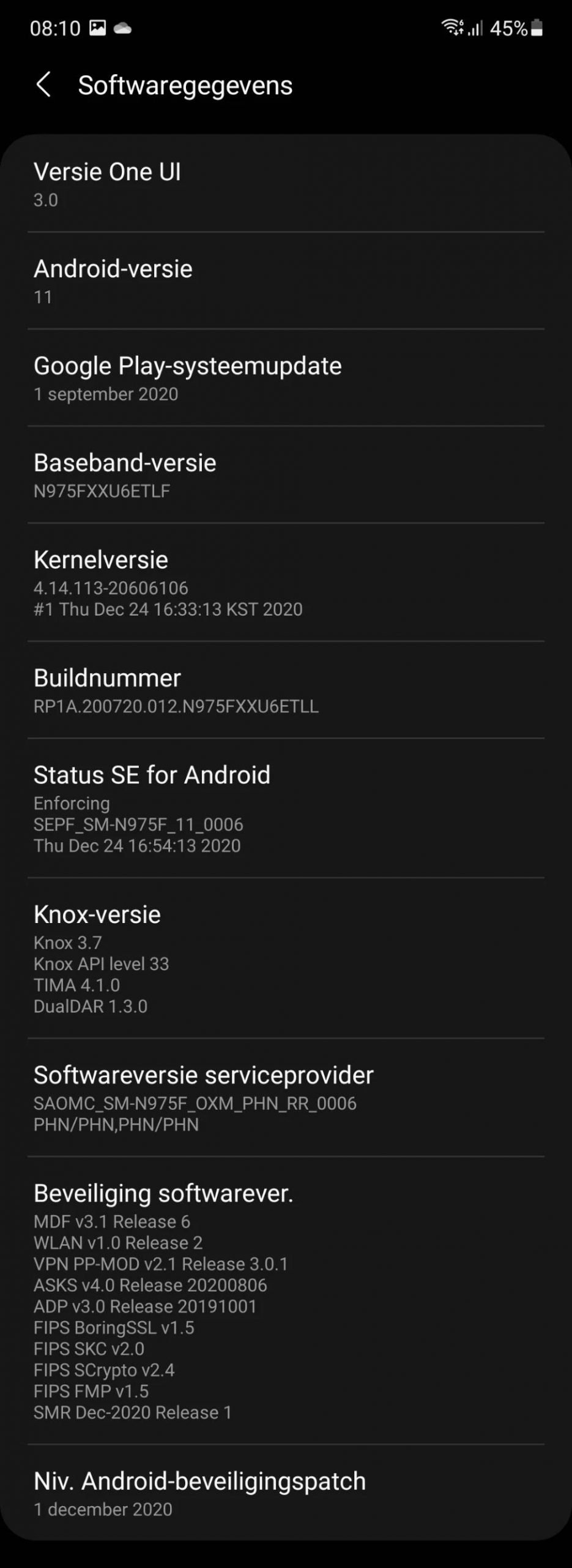 Android 11 Update for Samsung Galaxy Note