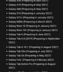 Samsung Android 11 Update Roadmap