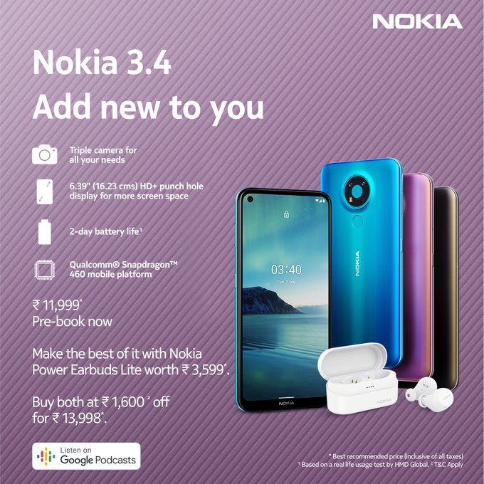 Nokia 3.4 price in India