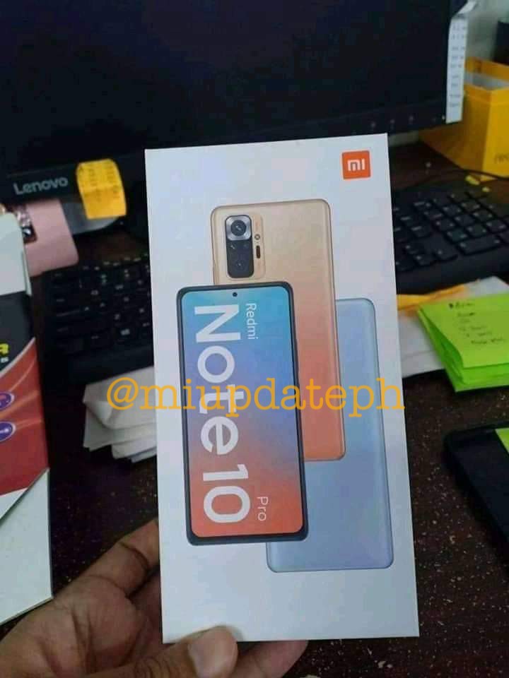 Redmi Note 10 design leaked box display camera