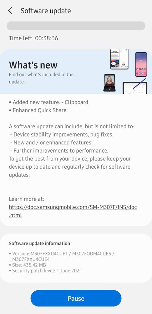 Samsung Galaxy M30s June 2021 update
