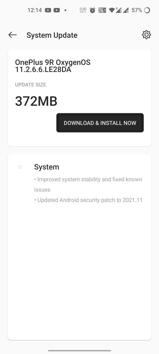 OxygenOS 11.2.6.6 update for OnePlus 9R