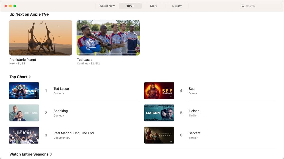 Apple TV Mac app interface