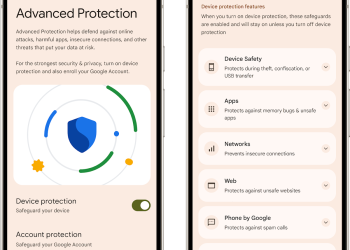 Android Advanced Protection settings screens on a Pixel phone