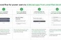 Google's official four-step advanced flow diagram for sideloading apps from unverified Android developers