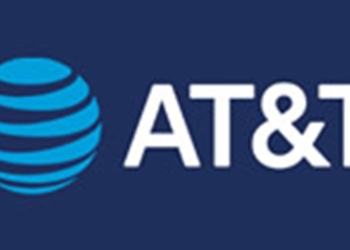 AT&T logo on navy background, marking the carrier's $23 billion EchoStar 5G spectrum acquisition
