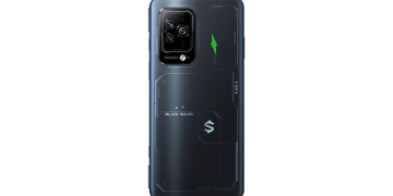 Black Shark 5 Pro gaming phone in Stellar Black, rear view