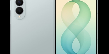 Samsung Galaxy Z Fold8 in Pistachio, rear and unfolded view of the online-exclusive colour
