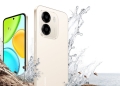 Honor X6e smartphone in Sunrise Gold, front and rear view