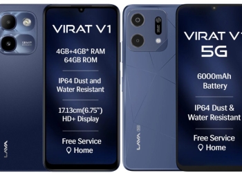 Lava Virat V1 and Virat V1 5G official render, front and rear