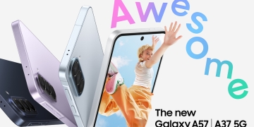 Samsung Galaxy A37 5G press image alongside the Galaxy A57 5G
