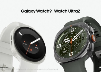 Samsung Galaxy Watch Ultra2 and Galaxy Watch9 smartwatches side by side, showing titanium cases