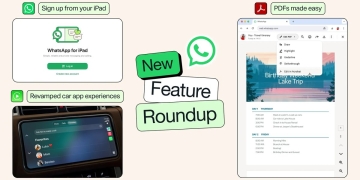 WhatsApp app icon graphic promoting new Android Auto and CarPlay in-car features