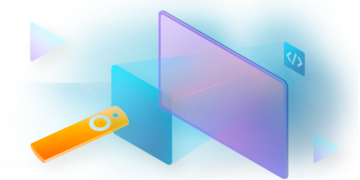 Amazon Fire TV developer illustration showing a Fire TV streaming stick and a television screen