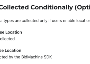 Google Play Data Safety section showing location data not shared with third parties despite ad SDK location collection