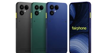 Fairphone Gen 6+ in Horizon Black, Forest Green and Cobalt Blue