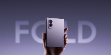 Samsung Galaxy Z Fold8 in Lavender, folded, held in hand