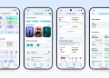 Google Health app four-tab layout showing Today, Health, Fitness, and You screens