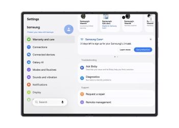 One UI 9 Warranty and care menu on a Galaxy Z Fold8