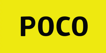 Poco brand logo on the company's yellow background, ahead of the Poco M8x 5G India launch