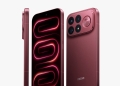 Redmi K100 Pro Max in Cabernet Red on Redmi's official launch poster