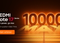 Official Xiaomi teaser for the Redmi Note 17 Pro Max showing its 10,000mAh battery and the Titan power, go max tagline