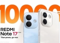 Redmi Note 17 series official key visual showing two phones and a 10,000mAh battery claim