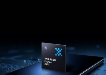 Samsung Exynos 2600 mobile processor on a Galaxy phone, official Samsung Semiconductor key visual